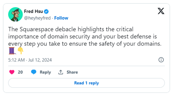 Squarespace域名泄露事件：Fred Hsu的安全建議