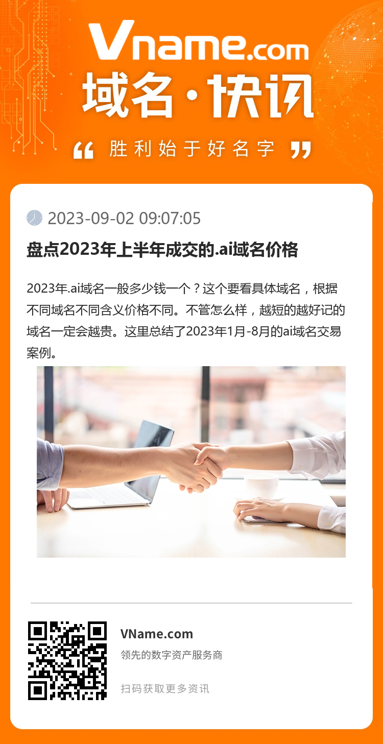 盤點2023年上半年成交的.ai域名價格