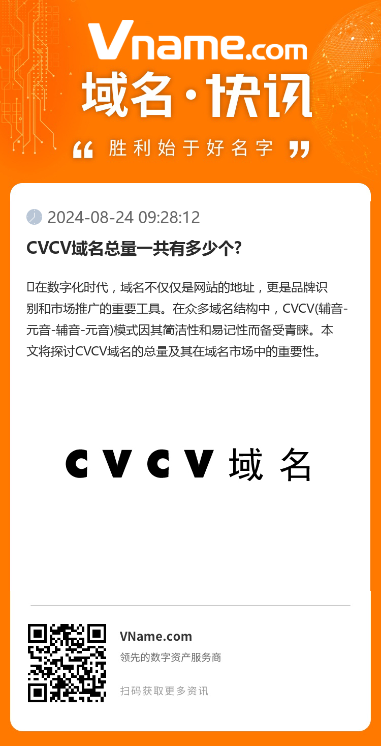 CVCV域名總量一共有多少個?