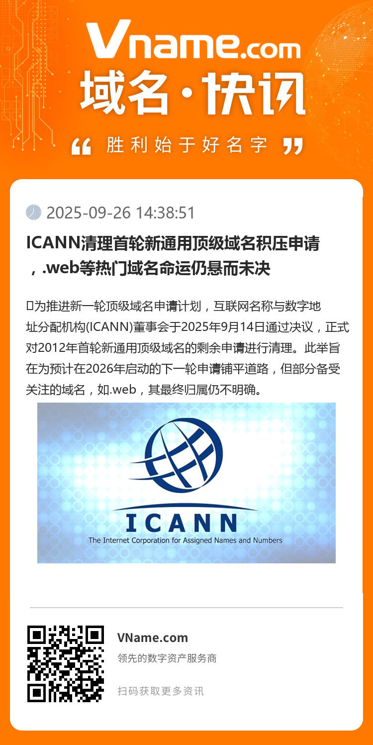 ICANN清理首輪新通用頂級域名積壓申請，.web等熱門域名命運仍懸而未決