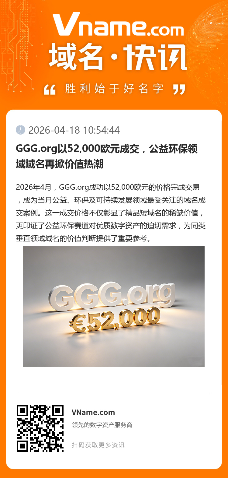 GGG.org以52,000歐元成交，公益環保領域域名再掀價值熱潮