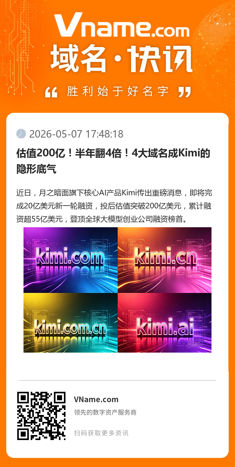估值200億！半年翻4倍！4大域名成Kimi的隱形底氣