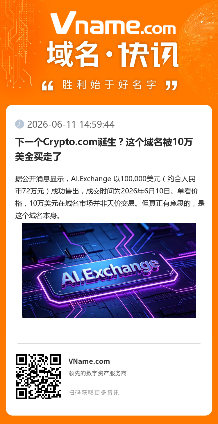 下一個(gè)Crypto.com誕生？這個(gè)域名被10萬美金買走了