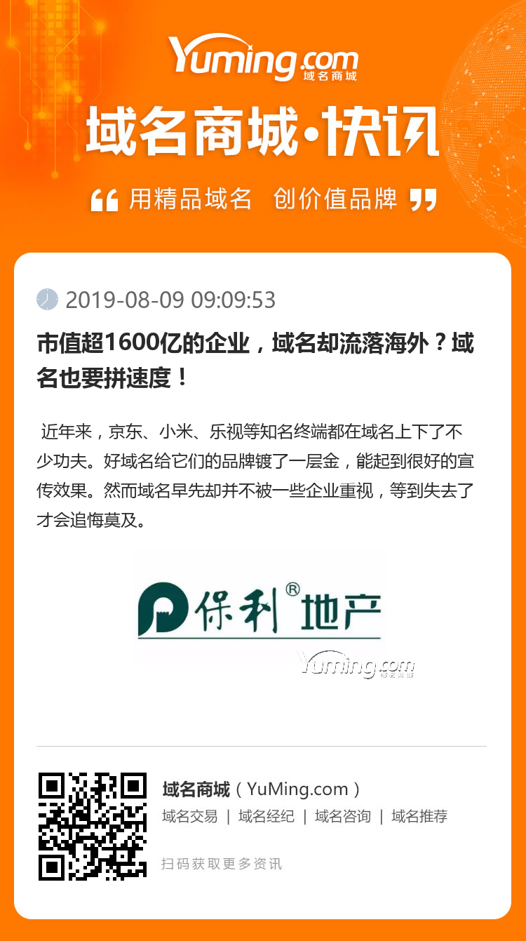 市值超1600億的企業，域名卻流落海外？域名也要拼速度！