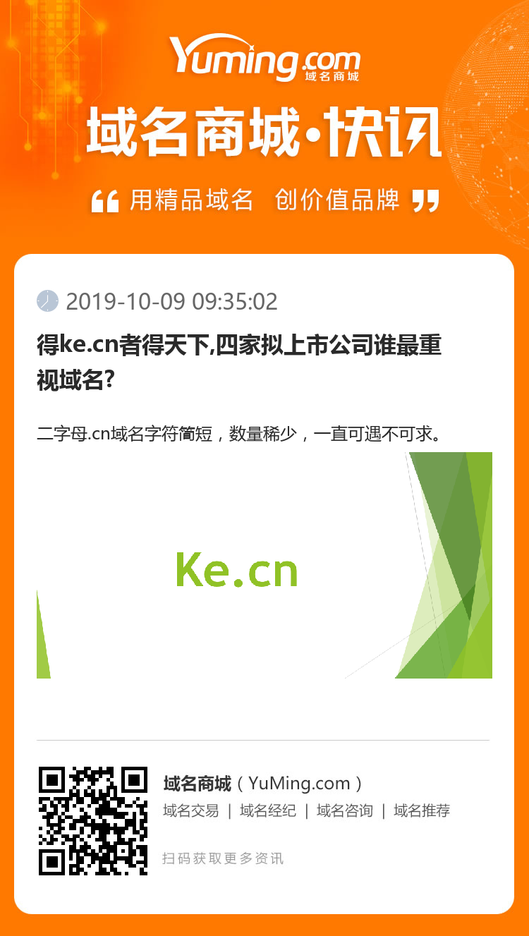 得ke.cn者得天下,四家擬上市公司誰最重視域名?