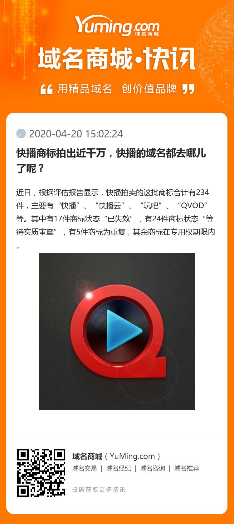 快播商標(biāo)拍出近千萬，快播的域名都去哪兒了呢？
